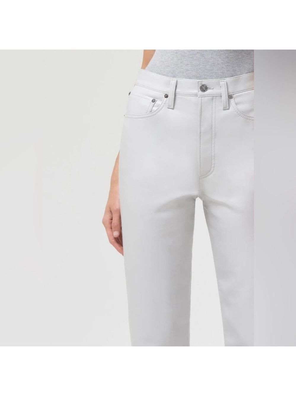 NEW AGOLDE Recycled Leather 90's Pinch Waist Jeans Size 26 in Wisp (Dove Grey) - Picture 3 of 10